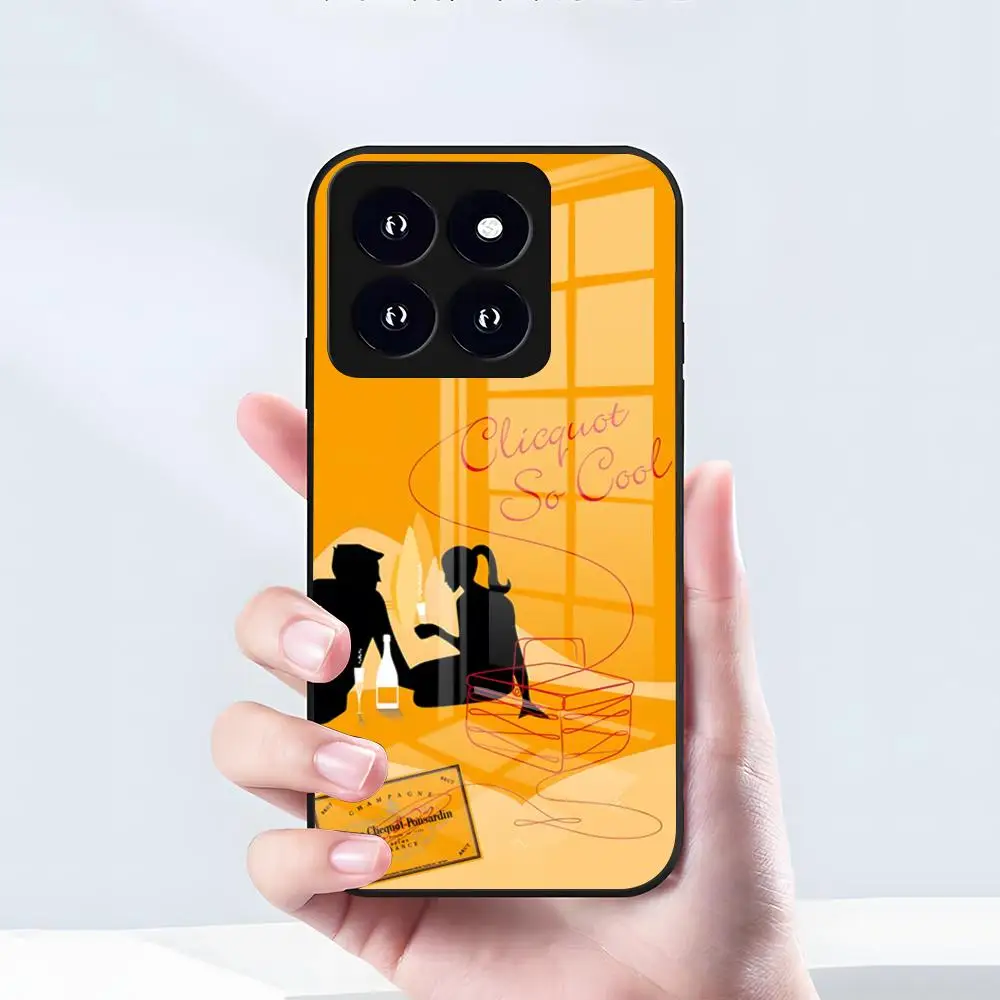 Чехол для телефона V-Veuve Of C-Clicquot для Xiaomi 15 14 13 12 S X Pro Lite Mi 11 Ultra T, черный, стеклянный (art.: 3920da47cf7be) - 3920da47cf7be