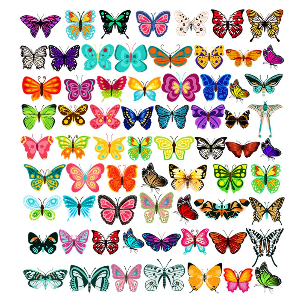 

10/68Pcs Pretty Colorful Butterfly Animal Stickers Fridge Phone Guitar Motorcycle Luggage Waterproof Cartoon Sticker Decal