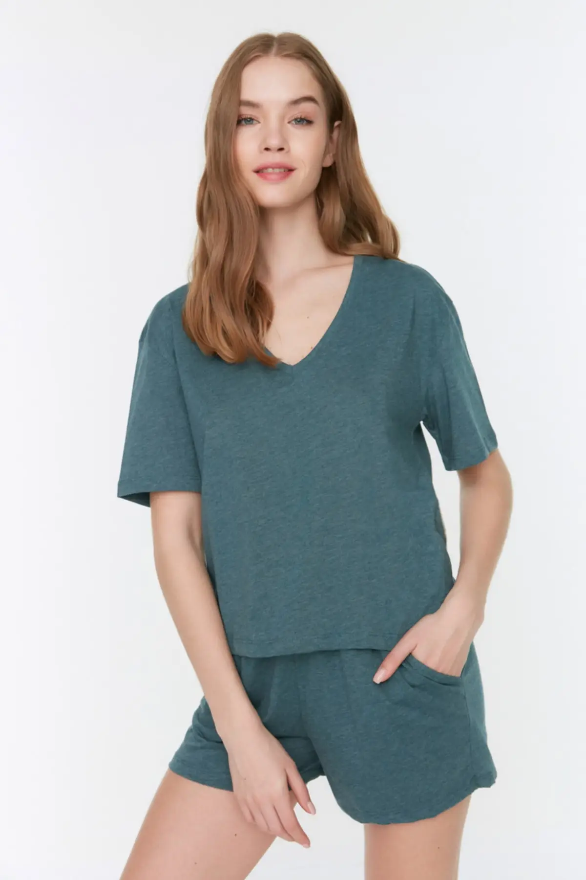

Women's Pajamas Oil Pocket Knitted Sleep Lounge Pajamas Nightwear Sleepwear Night Suit Casual Home Clothing