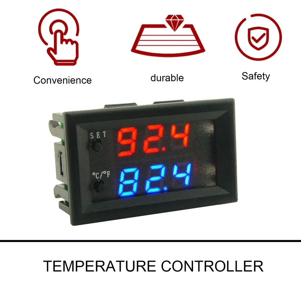 DC12V 20A Digital Temperature Controller DIY Intelligent Mini Thermostat Regulator Waterproof Sensor 0.1 Celsius Accuracy