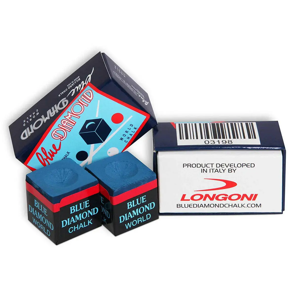 Скидка Бильярдный снукер Longoni Blue Diamond World, мелки 2/4/6/8/10 шт.
