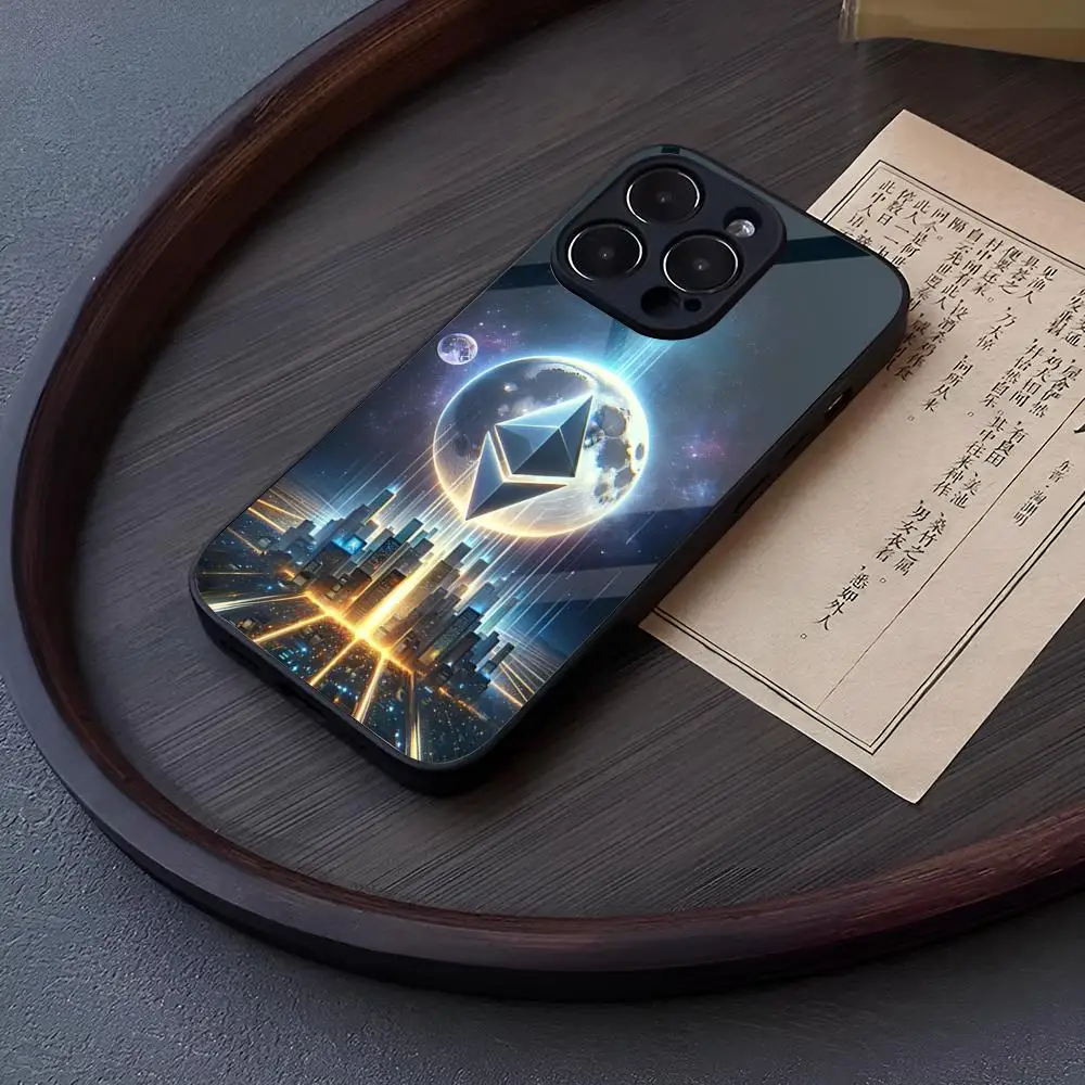 Чехол для телефона Bitcoin Ethereum Art MINISO IPhone 15 Pro Max 14 12 11 13 Mini X XR XS 16 Plus SE 2020 стеклянная