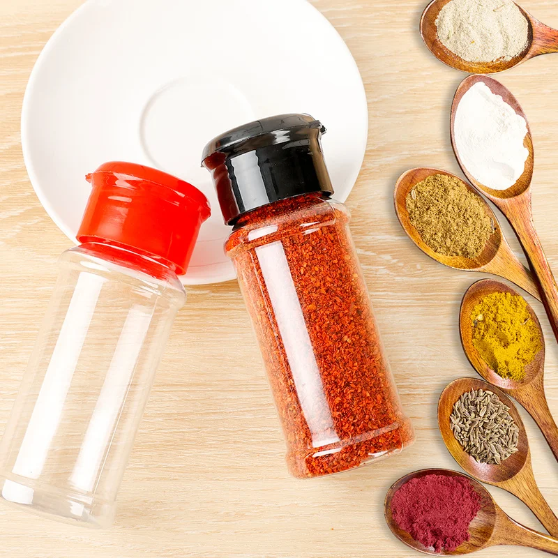 

Salt and Pepper Seasoning Bottle Transparent Spice Jar Colorful Lid Kitchen Condiment Cruet Storage Container Spice Rack