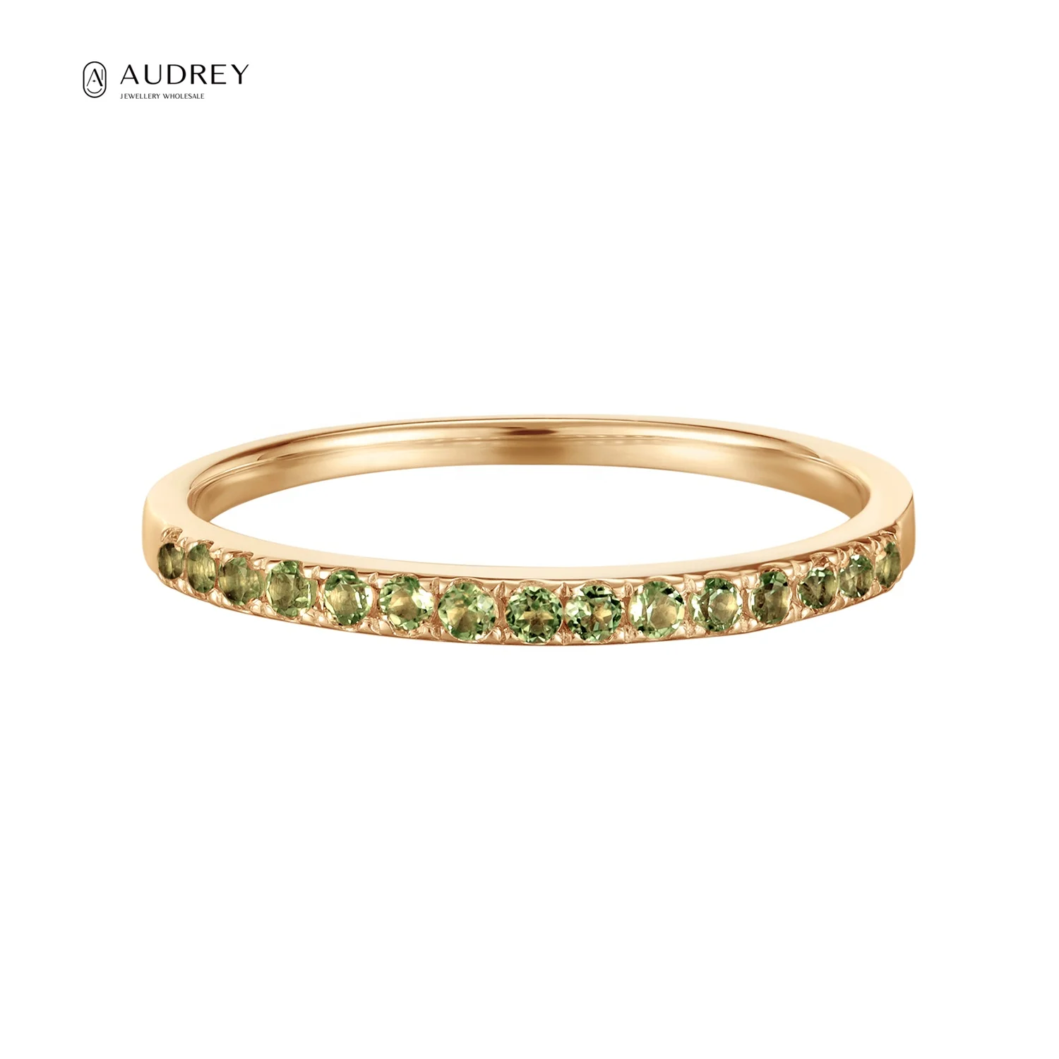 

Audrey 14k Solid Gold Rings Jewelry Temperament Women August Natural Peridot Birthstone Jewellery Engagement Wedding Ring