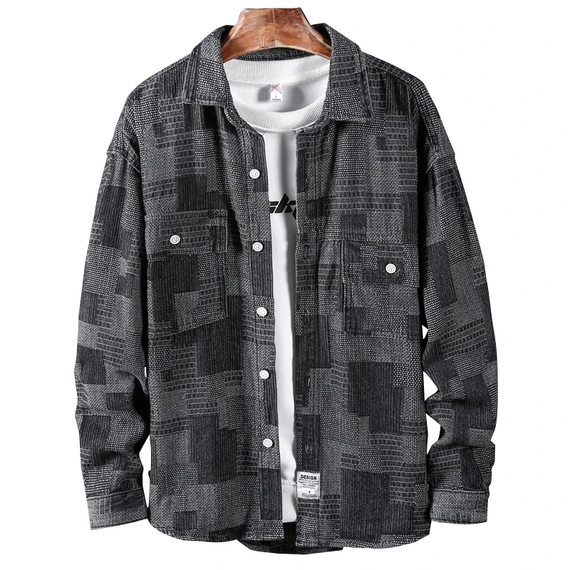 Мужская джинсовая рубашка S-5XL черная брендовая из денима Новинка осени 2022
