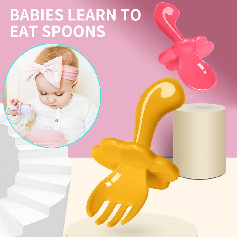 

Toddler Utensils Baby Spoon Forks Set Anti-Choke Infant Self Feeding Training Spoons Forks BPA Free PP Children Tableware