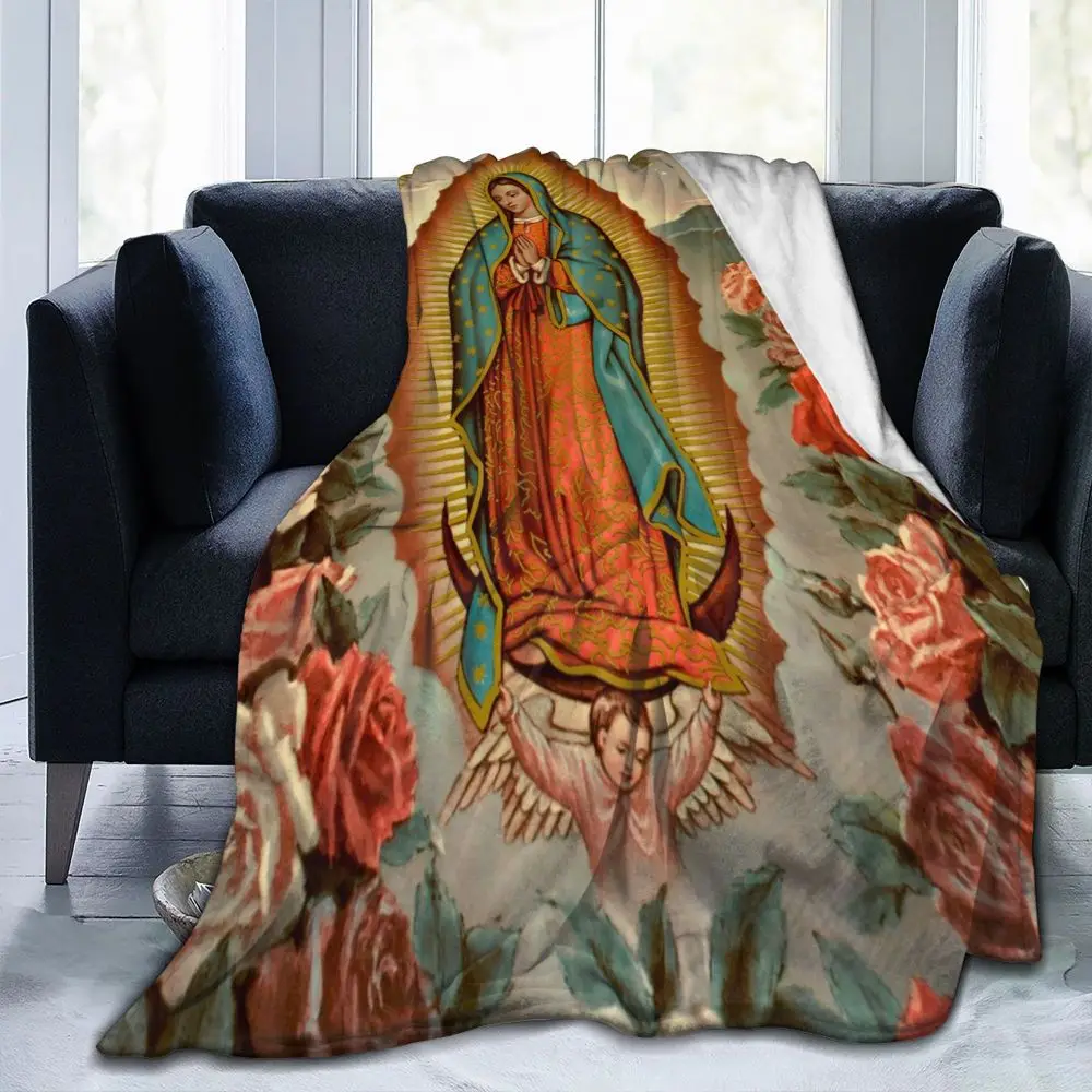 

Одеяло наш леди Гуадалупе Мексиканская Дева Мария Христианская Католическая Фланелевое винтажное покрывало для стула покрывающее диван К...