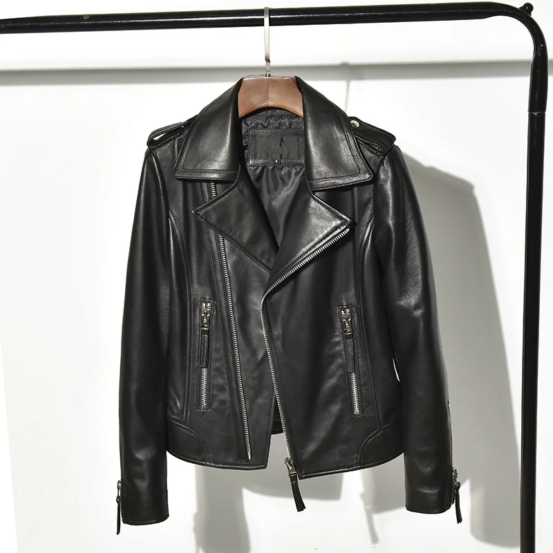 quality Brand Free shipping,2023 women Genuine leather jacket.fashion sheepskin biker clothes,casual slim leather coat