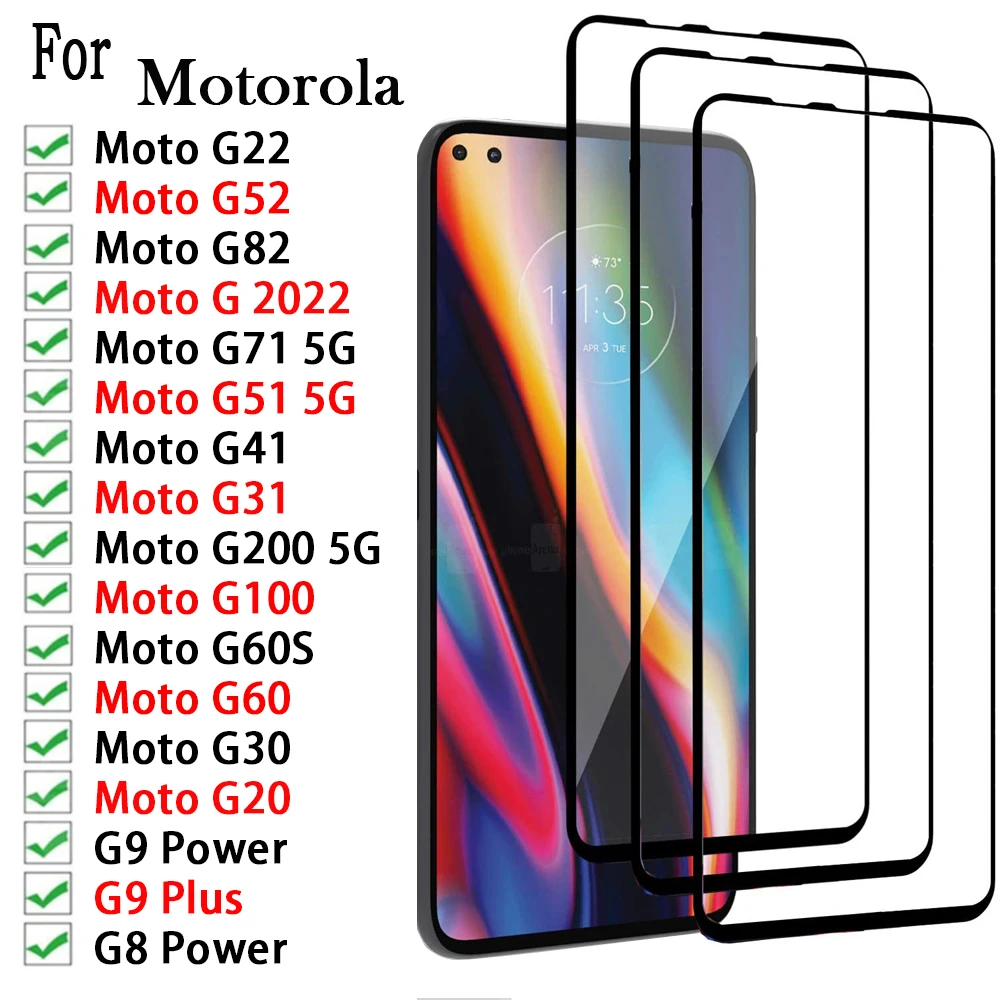 

3PCS Full Protective Glass for Motorola G100 G200 5G G71 G51 G41 G31 Screen Protector for Moto G22 G 2022 G52 G82 G9 Power Glass