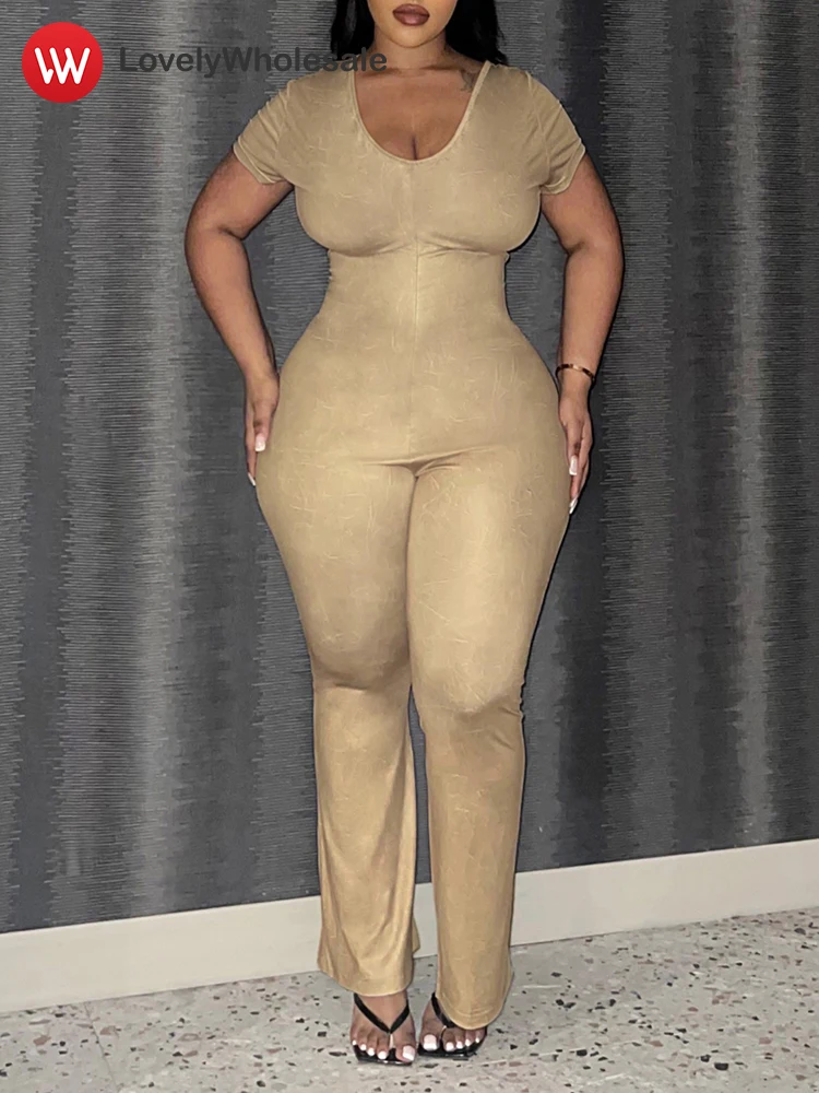 LW Большие размеры Расклешенные комбинезоны для женщин Осенний повседневный