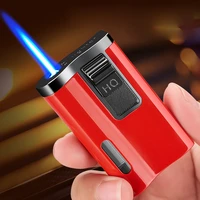 creative fashion metal lighter small portable lighter blue flame windproof butane gas lighter gas visible ignition tool