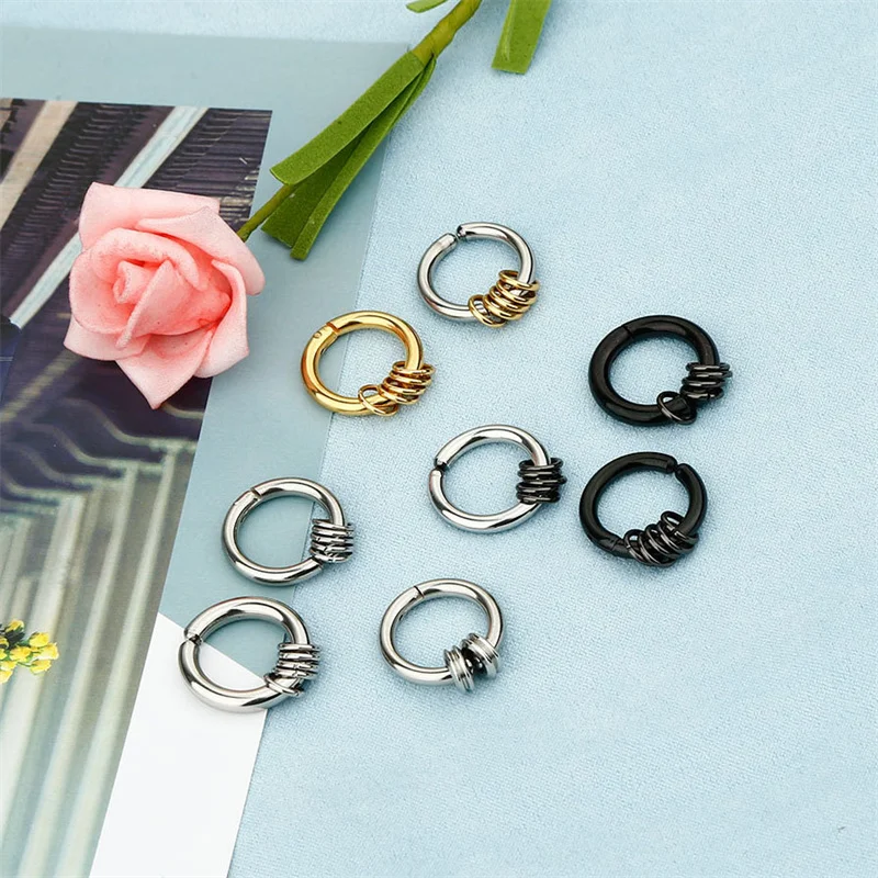 

Hip Hop Korean Fashion Titanium Steel Male No Piercing Ear Clip Earrings Studs Hoop Punk Women Loop Earrings Statement Jewelry
