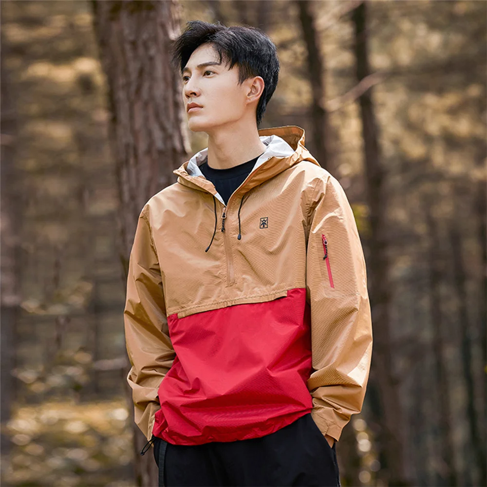 

Pioneer Camp 2022 Summer Men's Single-Layer Pullover Jacket Contrast Windproof Waterproof Half Zipper Outdoor Jacket XHW103023