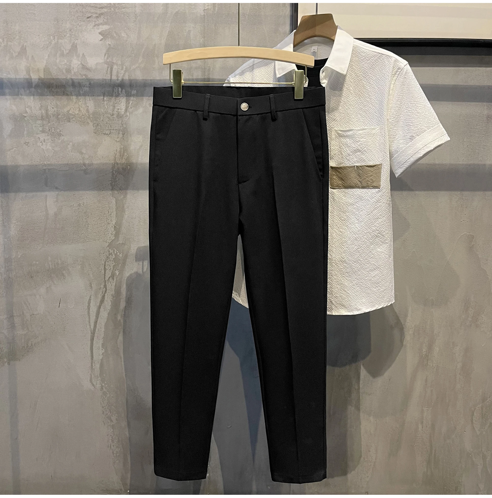 

2023 Men High Quality Solid Business Suit Trousers/Male Slim Fit Pure Color Suit Clothing Casual Formal Male Dress Pants L01