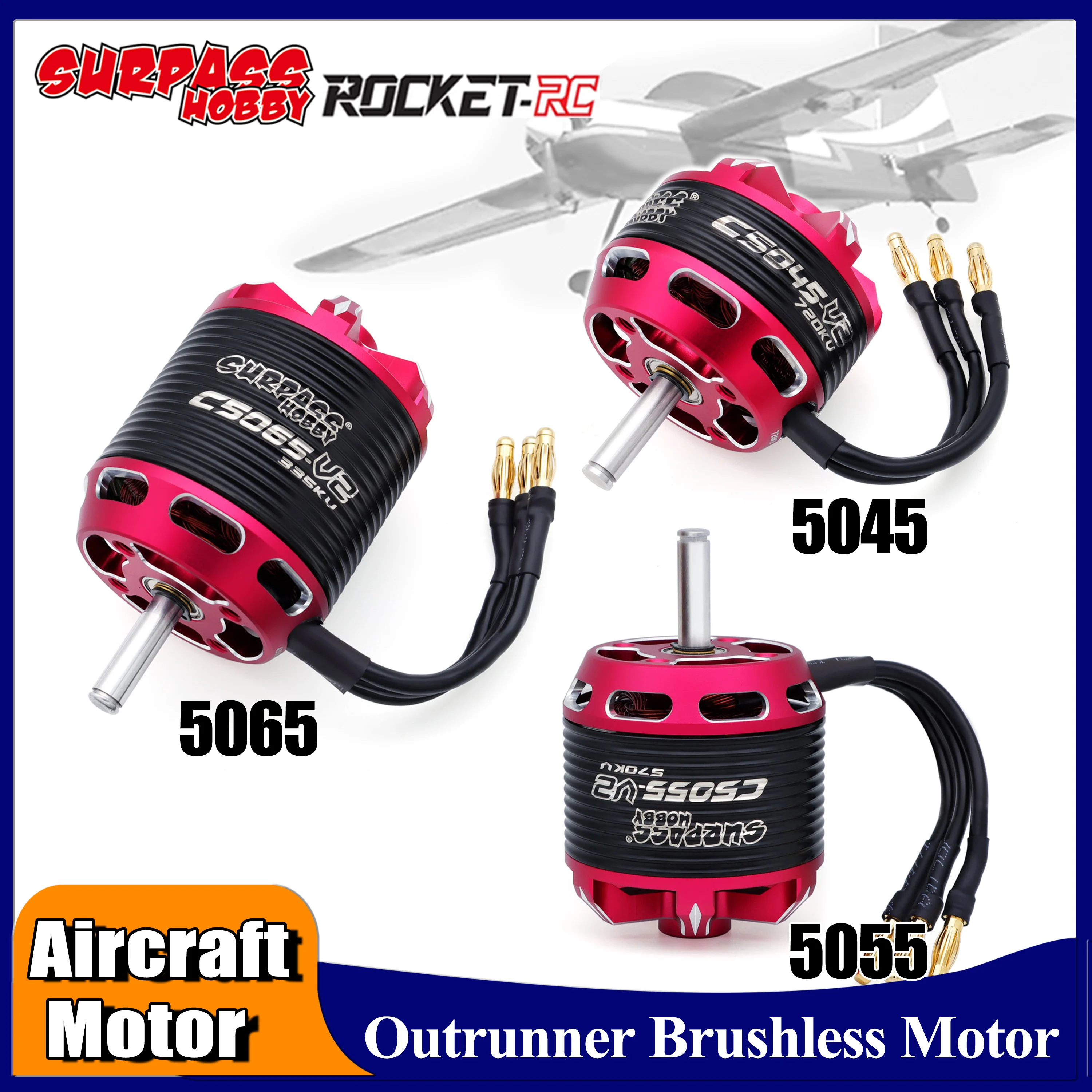 

SURPASS HOBBY 5045 5055 5065 V2 Outrunner Brushless Motor for RC Fixed-wing FPV Quadcopter Drone Plane F1 Airplane