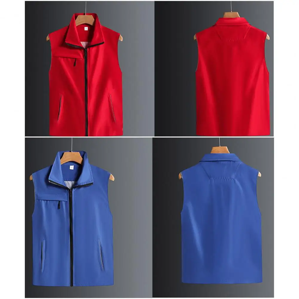 

Volunteer Uniform Solid Color Sleeveless Lapel Zipper Closure Men's Women's Work Vest Breathable Volunteer Community Uniform