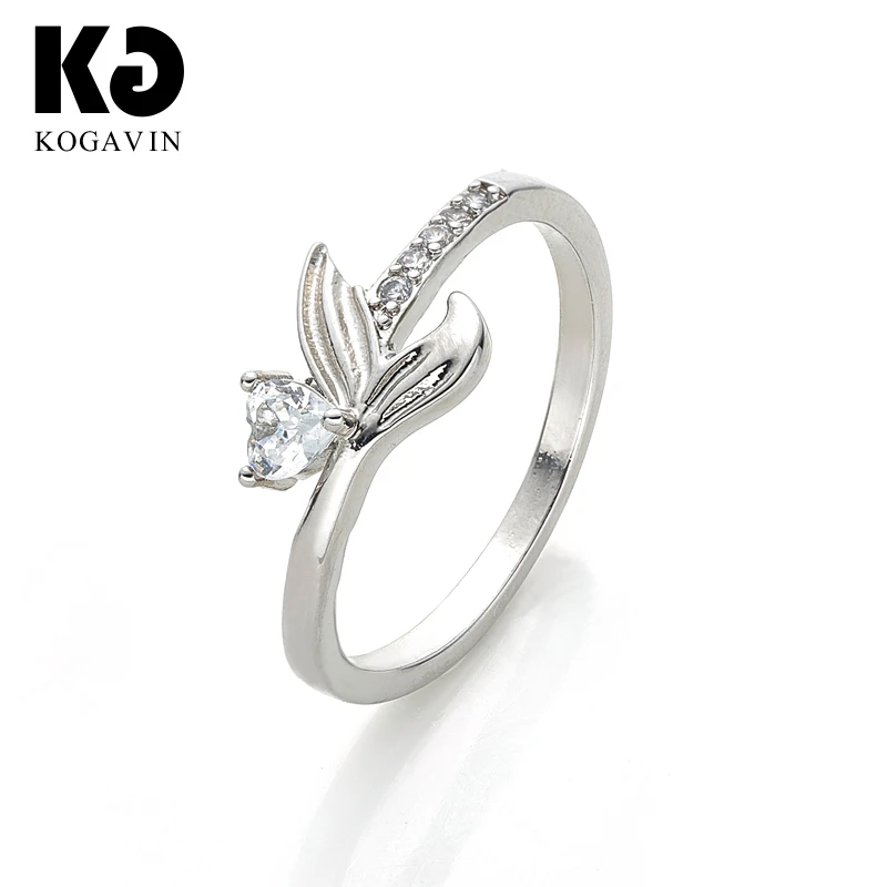 

KOGAVIN Rings Engagement Wedding Pink Fashion Crystal Female Blue Gift anillos mujer Ring 3A Cubic Zirconia Accessories anillos