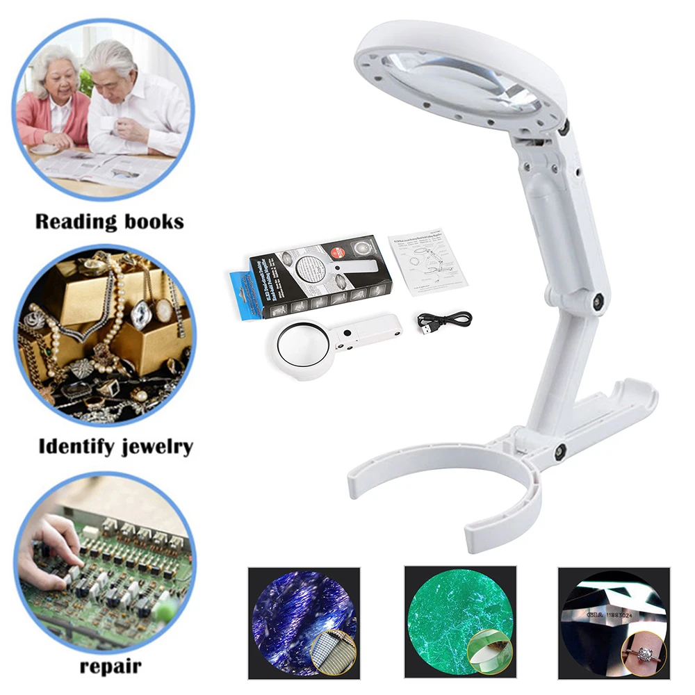 

Foldable Lamp Loupe Magnifier 8 Tool Repair For Reading Magnifier Handheld Magnifier Table Watch Newspape Stand Desk