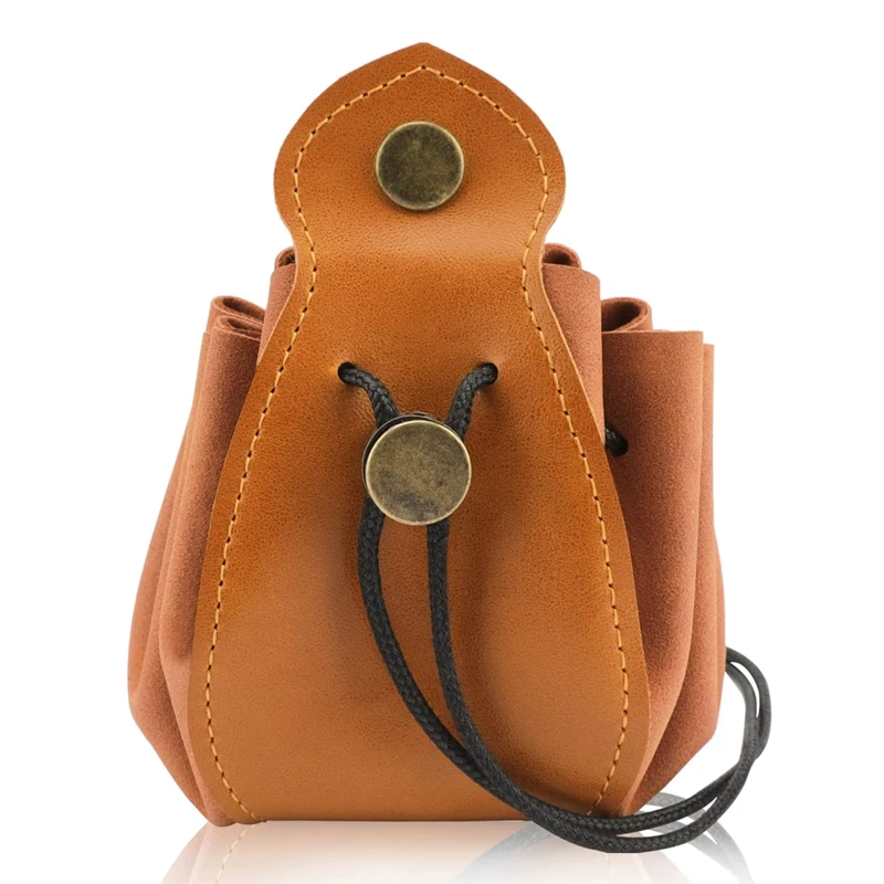 

HOT SALE Leather Drawstring Pouch Pouch,Mini Vintage Purse Leather Belt Pouch Portable Jewelry Storage Dice Bag Brown Coin Purse