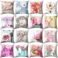 square decorative pillow case floral printed polyester pillowcase pillow case sofa cushion cover home decor