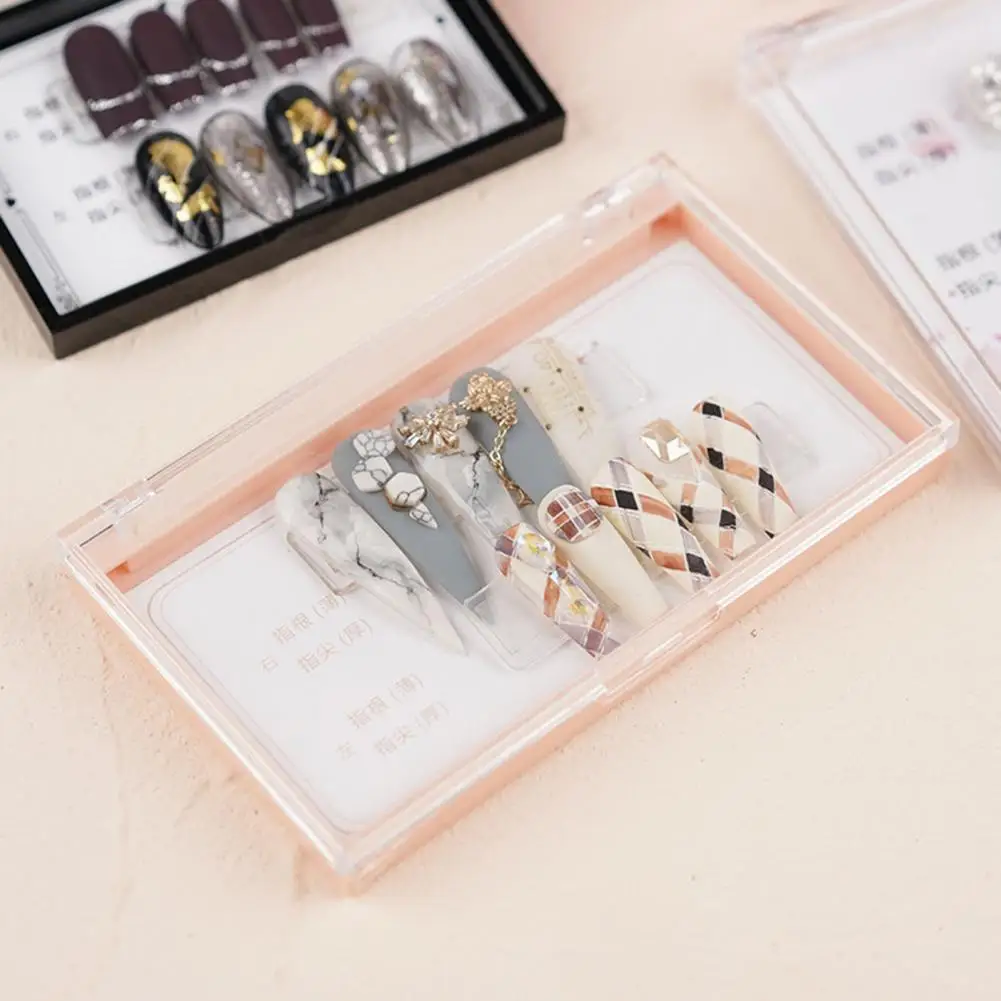

Storage Box Transparent Dustproof Wide Application Space-saving Plastic Fake Nails Organizer Box Jewelry Organizer Manicure Tool