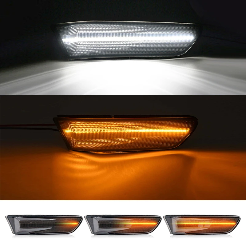 Фото Для Infiniti V35 G35 Nissan Skyline 350GT Coupe прозрачные и дымчатые линзы светодиодный боковая лампа Янтарный сигнал поворота Белый DRL светильник №4