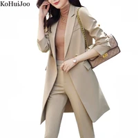 kohuijoo trench oversize women 2022 autumn korean large size long sleeve formal professional long blazer coats ladies fashion