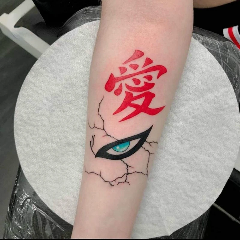 Big Size Anime Gaara Temporary Tattoos Waterproof Art Long-Lasting Body Arm Cosplay Cartoon Fake Tatto Sticker for Women Man