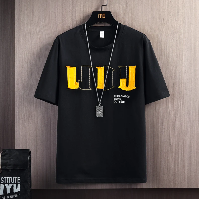 

Hip Hop Loose Mens Streetwear T-shirts Casual Classic 2023 Summer Short Sleeves Black White Tshirt Tees Plus Oversize 5XL 6XL