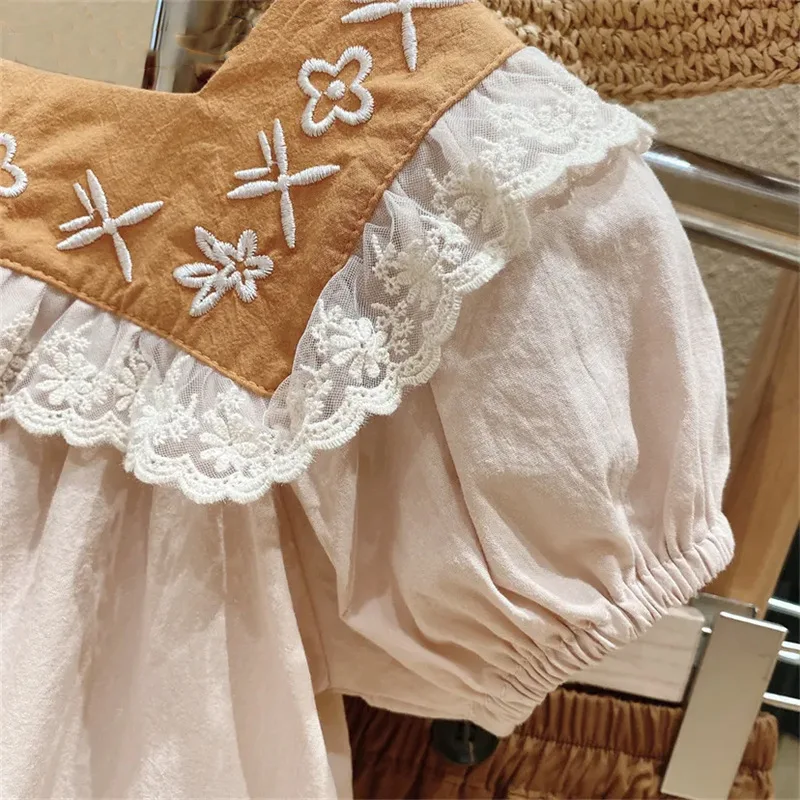 Удобный костюм для девочек в стиле мори Новинка лета года шорты из чистого хлопка