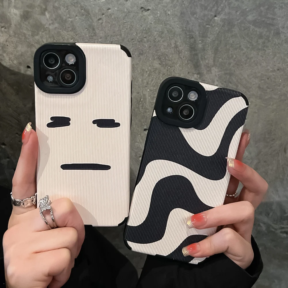 

IPhone 14 Pro Phone Case Cartoon Stripe Phone Case Suitable for IPhone 14 ProMax Fashion Face Shockproof Soft Silicone Back Case