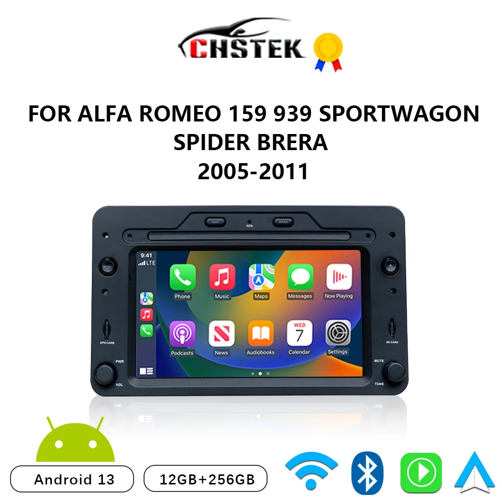 Автомобильный радиоприемник CHSTEK Android13 Carplay для Alfa Romeo 159 939 Sportwagon Spider Brera 2005-2011