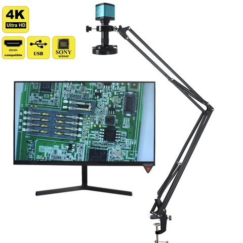 Промышленный видеомикроскоп 48 МП 4K 1080P HDMI USB камера 130X зум C крепление объектива дистанционное управление для быстрой пайки