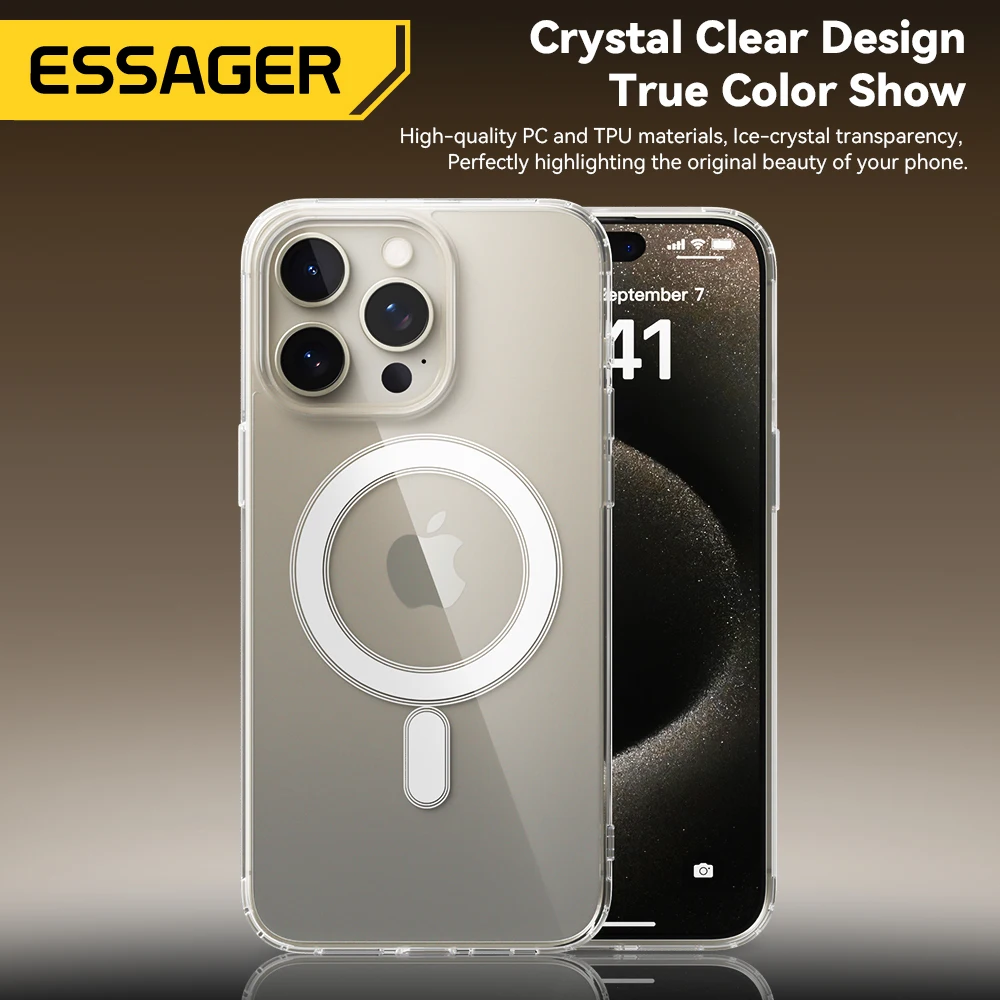 Фото Магнитный чехол Essager для iPhone 15 14 13 12 Pro Max, противоударный чехол для iPhone 14 Pro Max 15 Plus 15pro, чехлы из ТПУ Macsafe №3