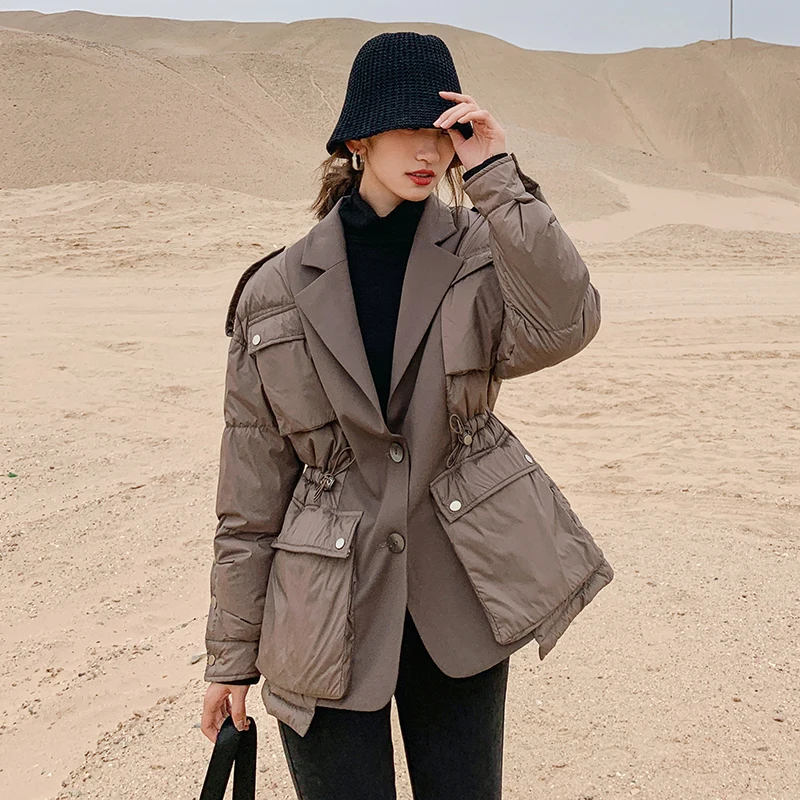 New Suit Stitching Fake Two-Piece Short Thick Warm Loose Casual Women Coats Autumn Winter 2021 Female Jackets Korean Trench Ins