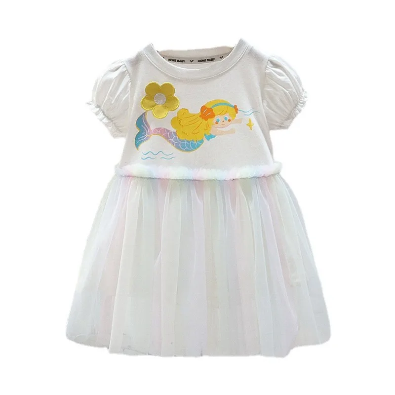 

New Summer Fashion Baby Clothes Children Girls Casual Cartoon Short Sleeve Dress Toddler Costume Kids Sportswear Infant Outfits