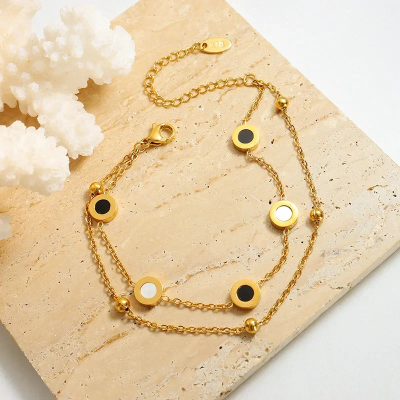 Классические двусторонние черно-белые браслеты-цепочки и звенья в форме ракушки