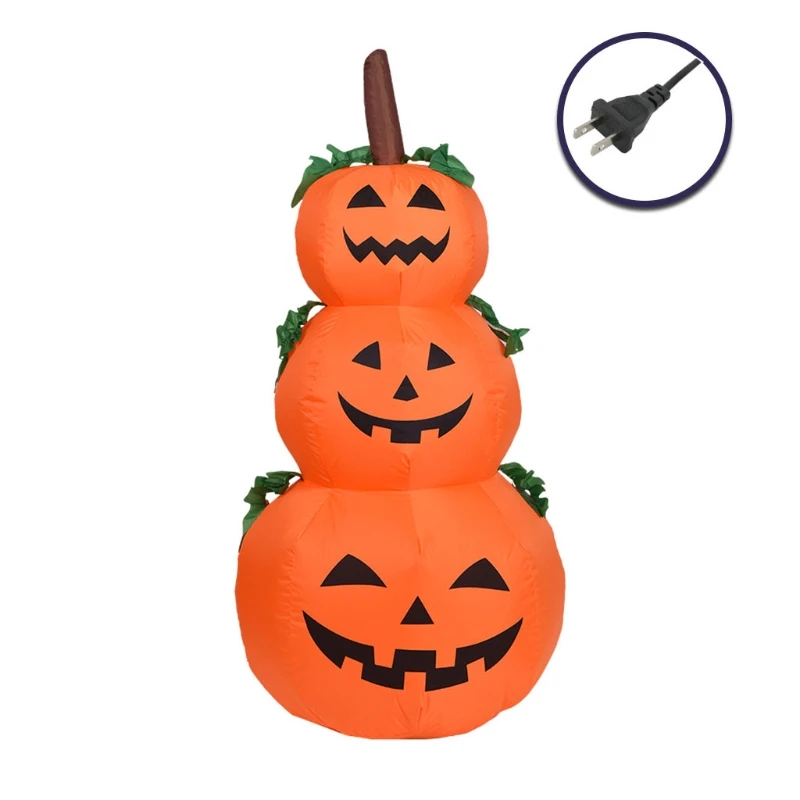 

3Pumpkin Ghost Decorations 47.24Inch Halloween Inflatables with Build-in LED Pumpkin For Outdoor Garden Lawn and Yard