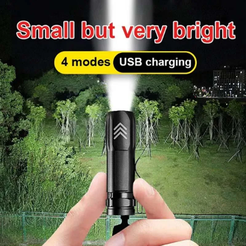 

Super Mini Powerful Led Flashlight Torch Usb Rechargeable Small Bright Flash Light Waterproof Portable Lantern Hunting Lamp