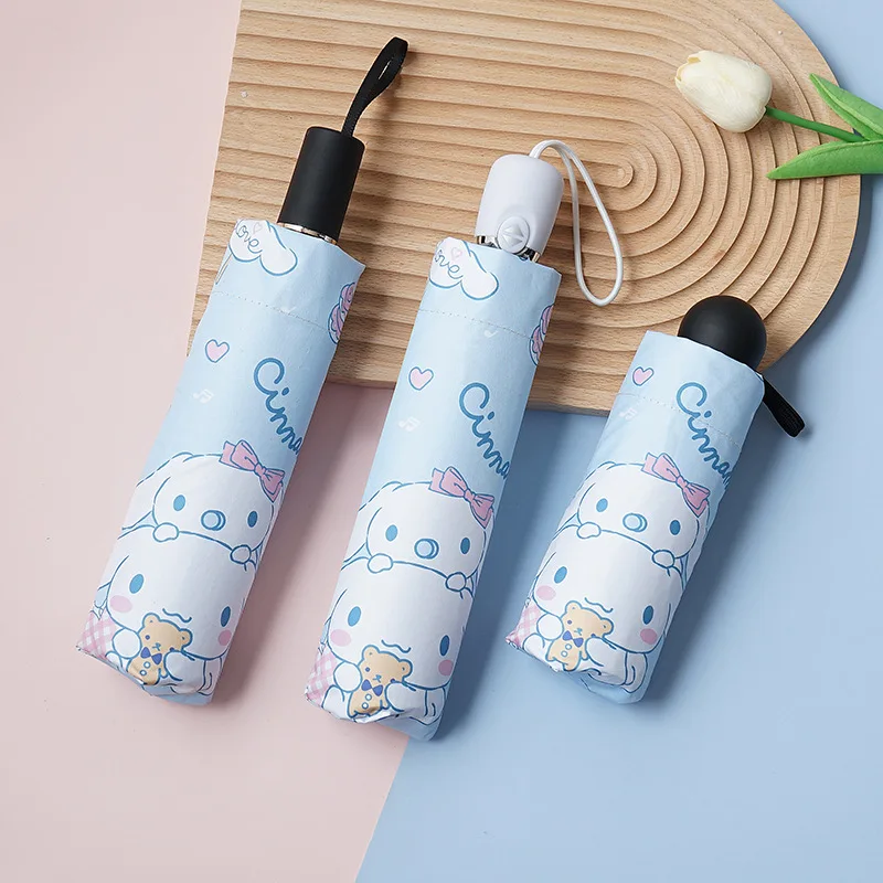 

Automatic 3-Folding Female Cute Umbrella Cartoon Print Sunny and Rainy Dual-use UV Protection Folding Sun Umbrella
