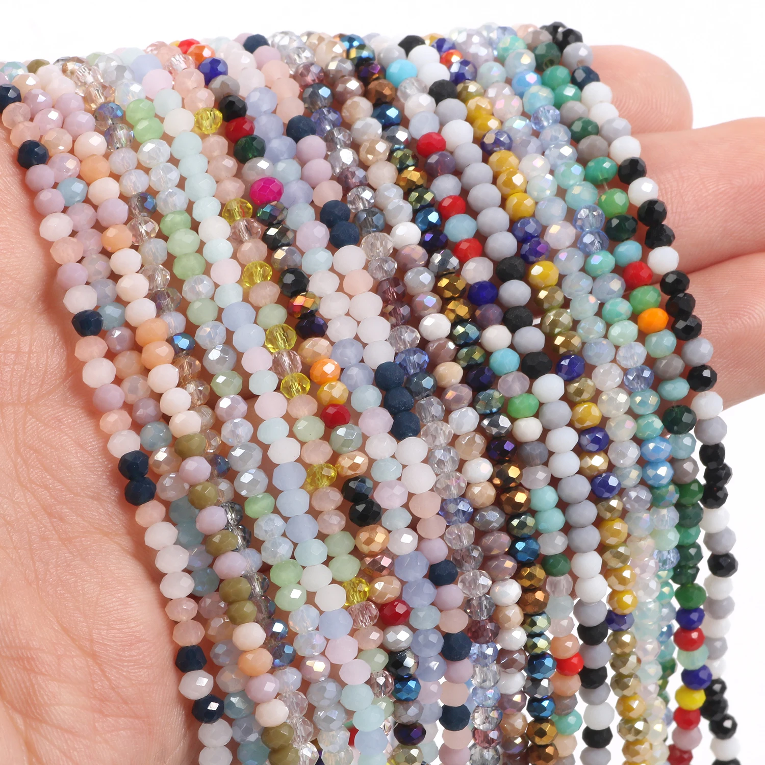 Бусины из австрийского хрусталя с разноцветными гранями 2x3 мм