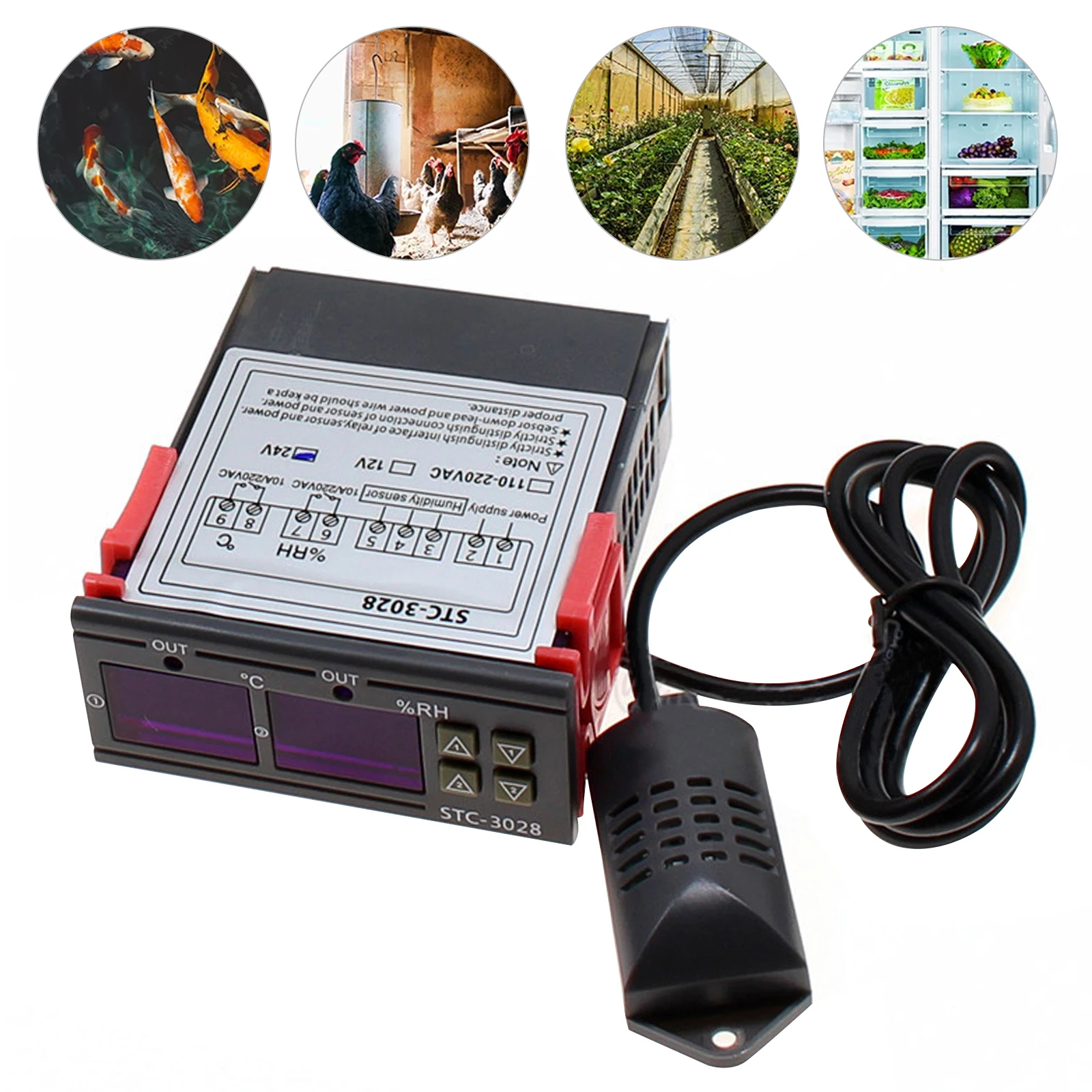 

STC-3028 110-220V Temperature Controller Meter Thermostat Humidity Control Hygrometer Controler Thermoregulator Dual LED Display