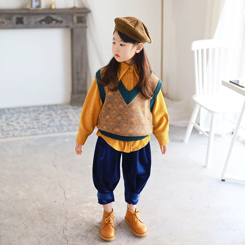 Детские комплекты одежды новинка весенний детский коричневый свитер со звездами