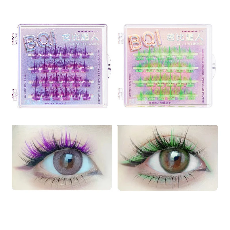 

BQI False Lashes 3D Fluffy Single Cluster Color Premade Volume Fans Individual Eyelash Segmented Natural Fake Lash Eye Extension