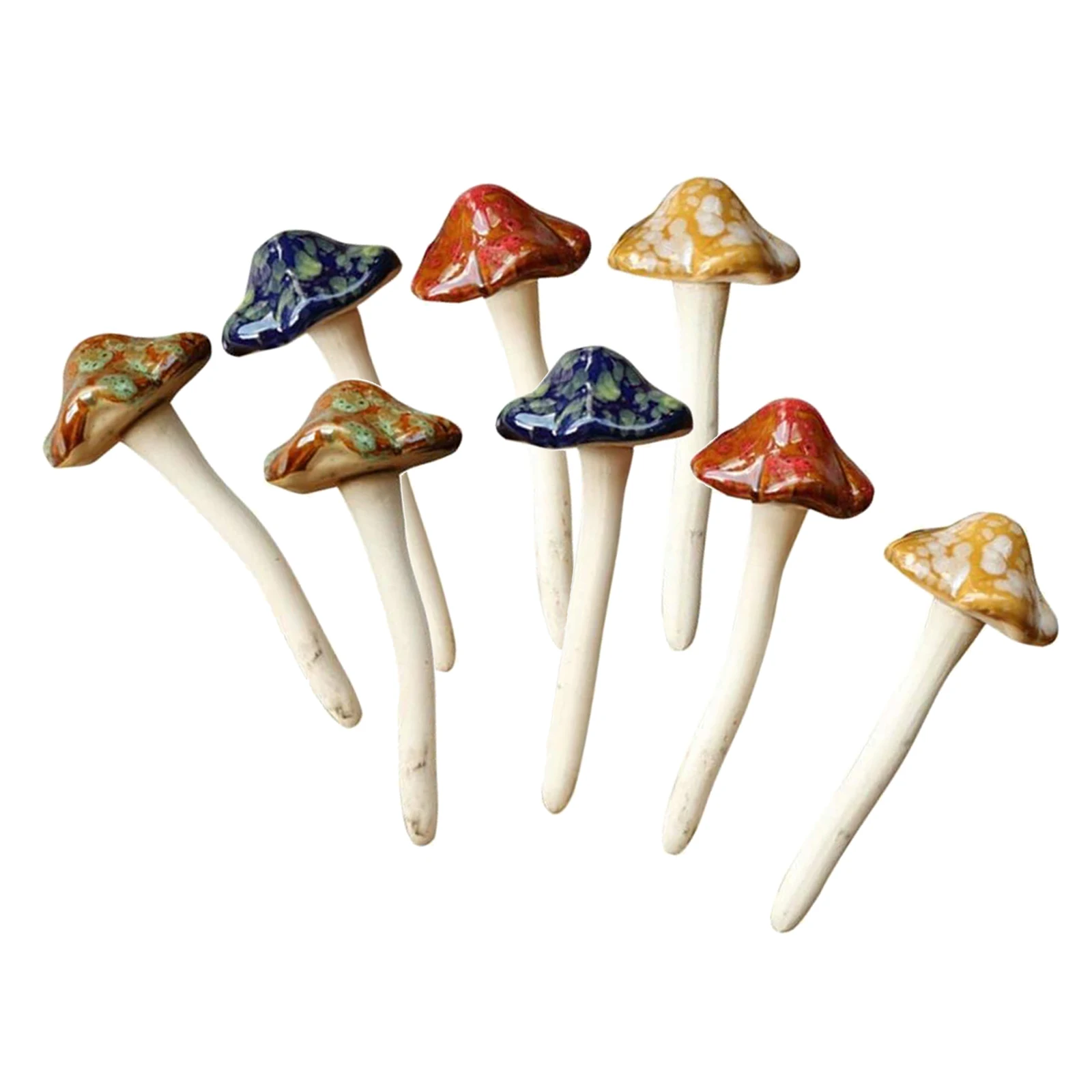 8 шт./компл. керамические статуи грибов деревянные колья орнамент уличная фигурка