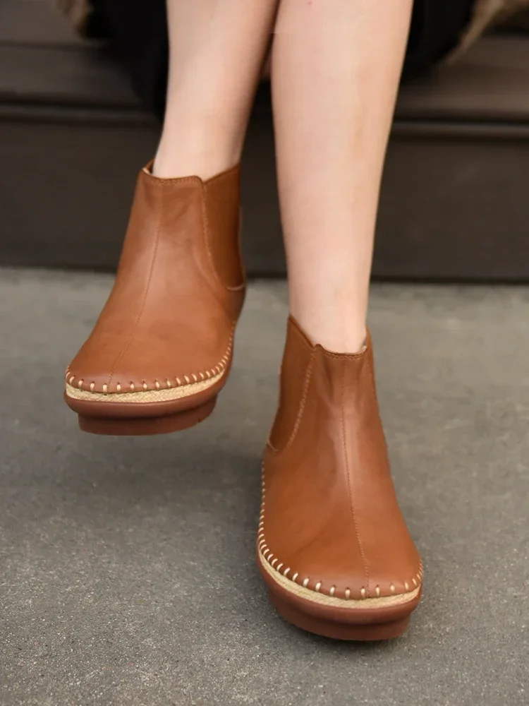 Artmu оригинальные женские ботинки челси на толстом каблуке из натуральной кожи