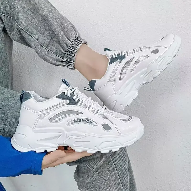 Мужская обувь осенняя дышащая сетчатая повседневная спортивная Белая