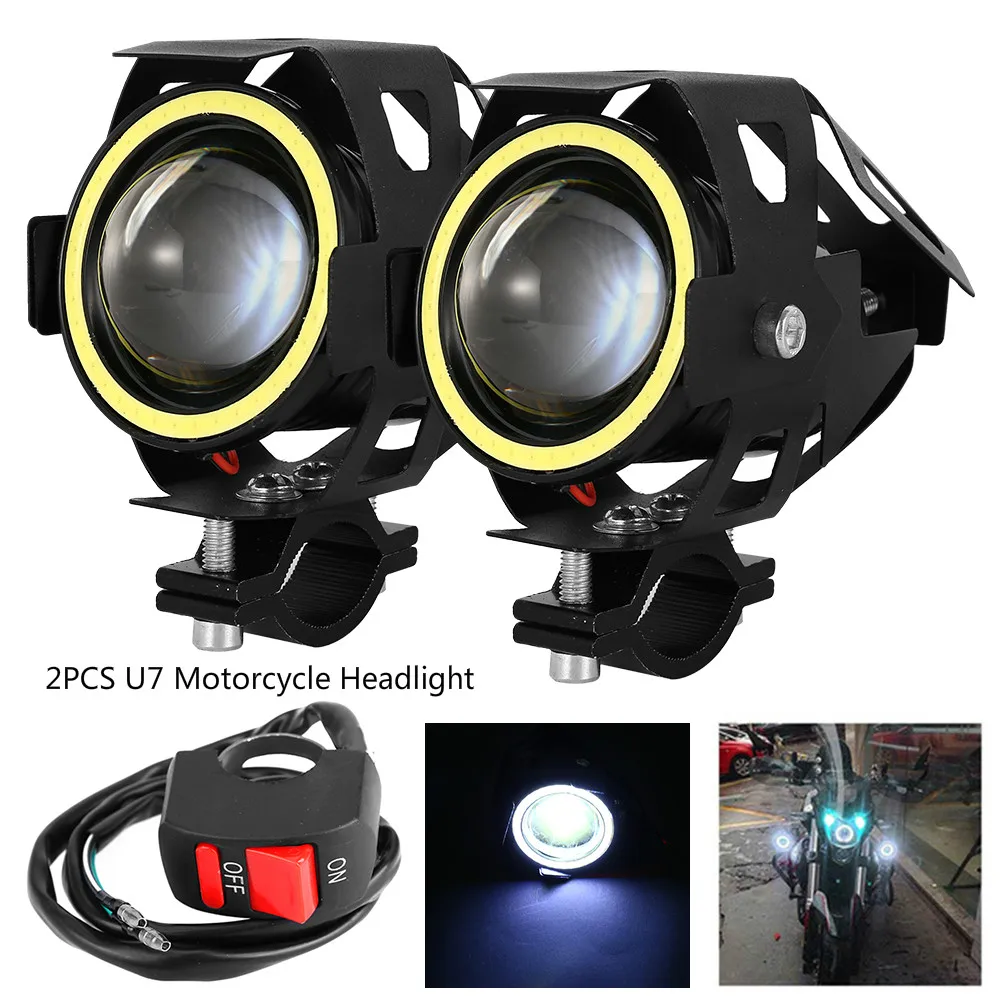 

2PCS U7 Motorcycle Headlight Angel Eye Devil Eye Moto Spotlight Led Driving Fog Spot Head Light Moto Lights Car Accessories
