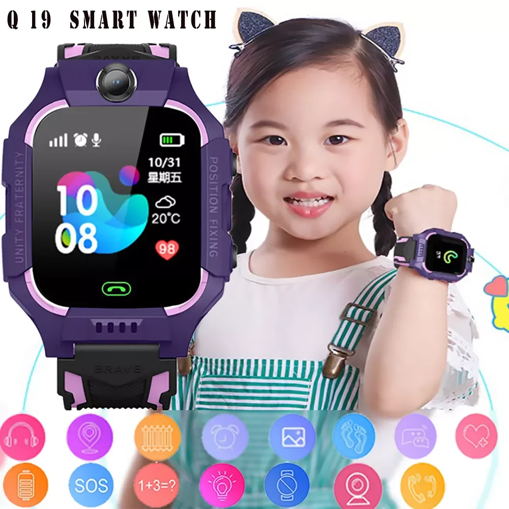 

Детские Смарт-часы Q19 с сенсорным экраном 1,44 дюйма, SOS, SIM-картой, трекером местоположения, лучшие детские Смарт-часы для подростков, для мальч...