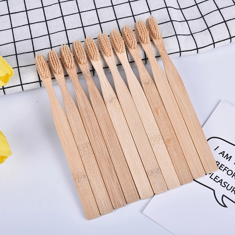 

10PCS Random color Bamboo Toothbrush Eco Friendly Wooden Tooth Brush Soft bristle Tip Charcoal adults oral care toothbrush